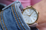 Buy Shop Michael Kors Jaryn Quartz Gold Dial Pink Leather Strap Watch For Women - MK2471 USA Online