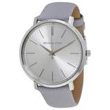 Buy Shop Michael Kors Jaryn Quartz Silver Dial Grey Leather Strap Watch For Women - MK2470 USA Online