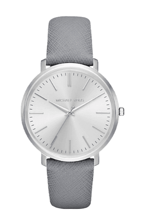 Buy Shop Michael Kors Jaryn Quartz Silver Dial Grey Leather Strap Watch For Women - MK2470 USA Online