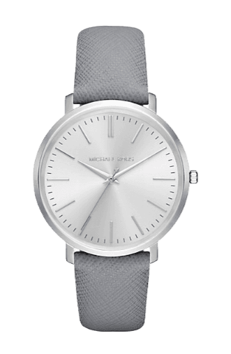 Buy Shop Michael Kors Jaryn Quartz Silver Dial Grey Leather Strap Watch For Women - MK2470 USA Online
