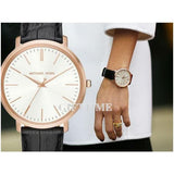 Buy Shop Michael Kors Jaryn Quartz White Dial Black Leather Strap Watch For Women - MK2472 USA Online
