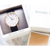 Buy Shop Michael Kors Jaryn Quartz White Dial Black Leather Strap Watch For Women - MK2472 USA Online