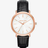 Buy Shop Michael Kors Jaryn Quartz White Dial Black Leather Strap Watch For Women - MK2472 USA Online