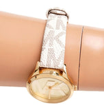 Buy Shop Michael Kors Jaycie Quartz Gold Dial White Leather Strap Watch for Women - MK2861 USA Online