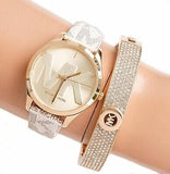 Buy Shop Michael Kors Jaycie Quartz Gold Dial White Leather Strap Watch for Women - MK2861 USA Online