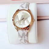 Buy Shop Michael Kors Jaycie Quartz Gold Dial White Leather Strap Watch for Women - MK2861 USA Online