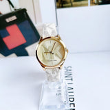Buy Shop Michael Kors Jaycie Quartz Gold Dial White Leather Strap Watch for Women - MK2861 USA Online