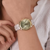Buy Shop Michael Kors Jaycie Quartz Gold Dial White Leather Strap Watch for Women - MK2861 USA Online