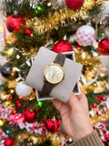 Buy Shop Michael Kors Jaycie Three Hand Gold Dial Brown Leather Strap Watch for Women - MK2862 USA Online
