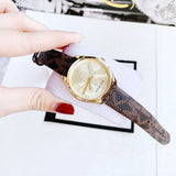 Buy Shop Michael Kors Jaycie Three Hand Gold Dial Brown Leather Strap Watch for Women - MK2862 USA Online