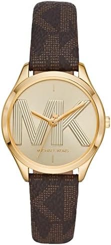 Buy Shop Michael Kors Jaycie Three Hand Gold Dial Brown Leather Strap Watch for Women - MK2862 USA Online