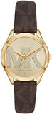 Buy Shop Michael Kors Jaycie Three Hand Gold Dial Brown Leather Strap Watch for Women - MK2862 USA Online