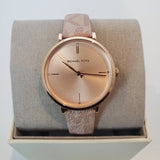 Buy Shop Michael Kors Jayne Three Hand Rose Gold Dial Pink Leather Strap Watch For Women - MK7130 USA Online