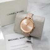 Buy Shop Michael Kors Jayne Three Hand Rose Gold Dial Pink Leather Strap Watch For Women - MK7130 USA Online