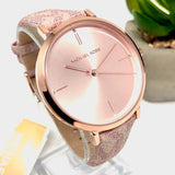 Buy Shop Michael Kors Jayne Three Hand Rose Gold Dial Pink Leather Strap Watch For Women - MK7130 USA Online