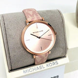 Buy Shop Michael Kors Jayne Three Hand Rose Gold Dial Pink Leather Strap Watch For Women - MK7130 USA Online