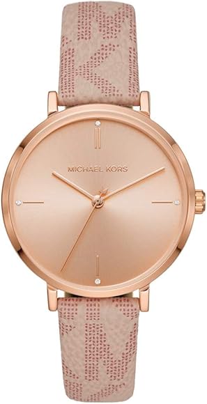 Buy Shop Michael Kors Jayne Three Hand Rose Gold Dial Pink Leather Strap Watch For Women - MK7130 USA Online