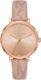 Buy Shop Michael Kors Jayne Three Hand Rose Gold Dial Pink Leather Strap Watch For Women - MK7130 USA Online