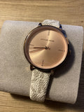 Buy Shop Michael Kors Jayne Three Hand Rose Gold Dial White Leather Strap Watch For Women - MK7128 USA Online