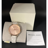 Buy Shop Michael Kors Jayne Three Hand Rose Gold Dial White Leather Strap Watch For Women - MK7128 USA Online