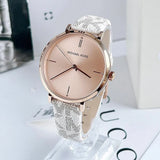 Buy Shop Michael Kors Jayne Three Hand Rose Gold Dial White Leather Strap Watch For Women - MK7128 USA Online