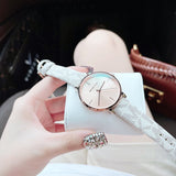 Buy Shop Michael Kors Jayne Three Hand Rose Gold Dial White Leather Strap Watch For Women - MK7128 USA Online