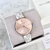 Buy Shop Michael Kors Jayne Three Hand Rose Gold Dial White Leather Strap Watch For Women - MK7128 USA Online