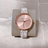 Buy Shop Michael Kors Jayne Three Hand Rose Gold Dial White Leather Strap Watch For Women - MK7128 USA Online