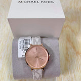Buy Shop Michael Kors Jayne Three Hand Rose Gold Dial White Leather Strap Watch For Women - MK7128 USA Online