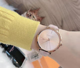 Buy Shop Michael Kors Jayne Three Hand Rose Gold Dial White Leather Strap Watch For Women - MK7128 USA Online