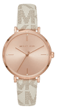 Buy Shop Michael Kors Jayne Three Hand Rose Gold Dial White Leather Strap Watch For Women - MK7128 USA Online