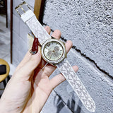 Buy Shop Michael Kors Jessa Multifunction Gold Dial White Leather Strap Watch For Women - MK7204 USA Online
