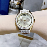 Buy Shop Michael Kors Jessa Multifunction Gold Dial White Leather Strap Watch For Women - MK7204 USA Online