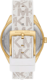 Buy Shop Michael Kors Jessa Multifunction Gold Dial White Leather Strap Watch For Women - MK7204 USA Online