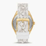 Buy Shop Michael Kors Jessa Multifunction Gold Dial White Leather Strap Watch For Women - MK7204 USA Online