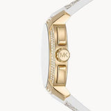 Buy Shop Michael Kors Jessa Multifunction Gold Dial White Leather Strap Watch For Women - MK7204 USA Online