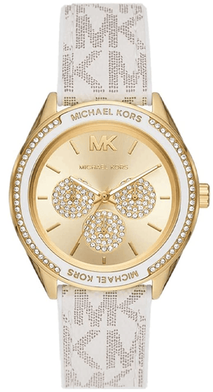 Buy Shop Michael Kors Jessa Multifunction Gold Dial White Leather Strap Watch For Women - MK7204 USA Online