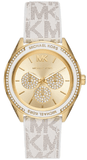 Buy Shop Michael Kors Jessa Multifunction Gold Dial White Leather Strap Watch For Women - MK7204 USA Online