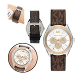 Buy Shop Michael Kors Jessa Multifunction Silver Dial Brown Leather Strap Watch For Women - MK7205 USA Online