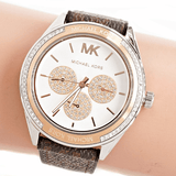 Buy Shop Michael Kors Jessa Multifunction Silver Dial Brown Leather Strap Watch For Women - MK7205 USA Online