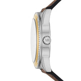 Buy Shop Michael Kors Jessa Multifunction Silver Dial Brown Leather Strap Watch For Women - MK7205 USA Online