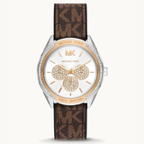 Buy Shop Michael Kors Jessa Multifunction Silver Dial Brown Leather Strap Watch For Women - MK7205 USA Online