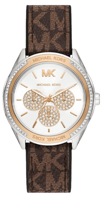 Buy Shop Michael Kors Jessa Multifunction Silver Dial Brown Leather Strap Watch For Women - MK7205 USA Online