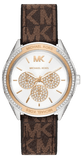 Buy Shop Michael Kors Jessa Multifunction Silver Dial Brown Leather Strap Watch For Women - MK7205 USA Online