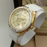 Buy Shop Michael Kors Jessa Quartz Gold Dial White Silicone Strap Watch For Women - MK7267 USA Online