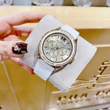 Buy Shop Michael Kors Jessa Quartz Gold Dial White Silicone Strap Watch For Women - MK7267 USA Online