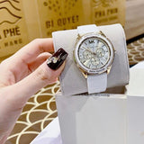 Buy Shop Michael Kors Jessa Quartz Gold Dial White Silicone Strap Watch For Women - MK7267 USA Online