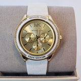 Buy Shop Michael Kors Jessa Quartz Gold Dial White Silicone Strap Watch For Women - MK7267 USA Online
