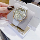 Buy Shop Michael Kors Jessa Quartz Gold Dial White Silicone Strap Watch For Women - MK7267 USA Online