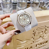 Buy Shop Michael Kors Jessa Quartz Gold Dial White Silicone Strap Watch For Women - MK7267 USA Online